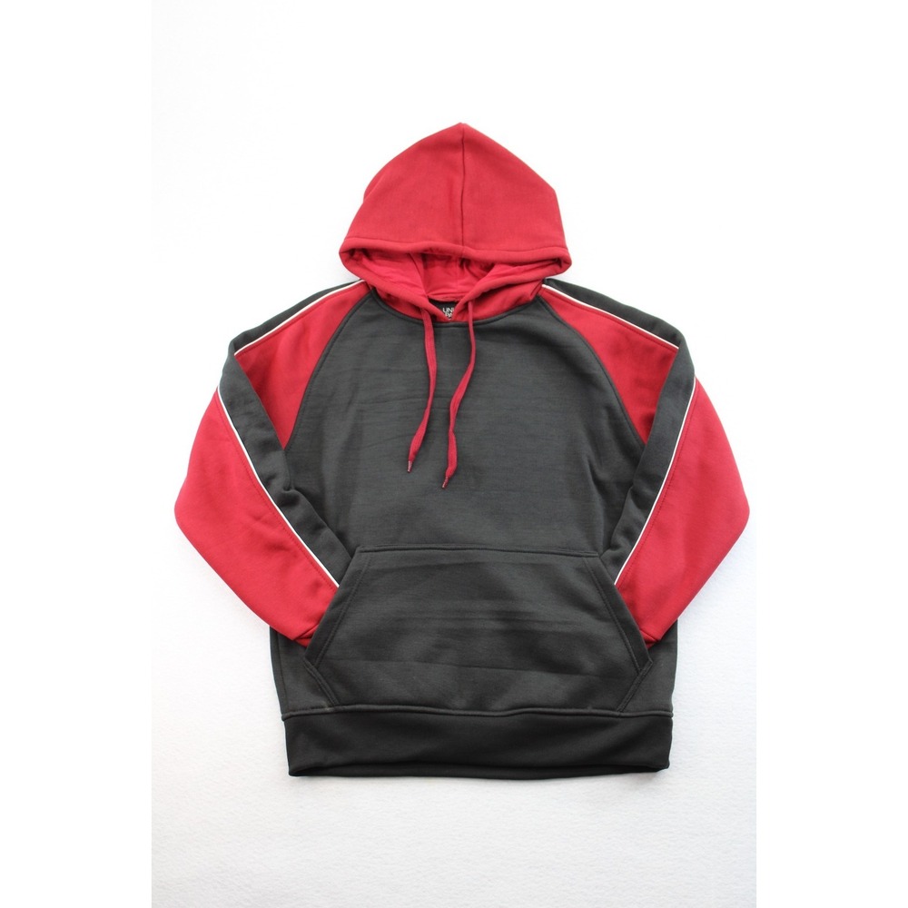 Men's Hoodie Black Red Pullover Medium Athletic Sweatshirt Kangaroo Pocket